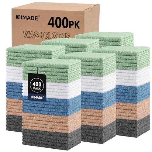 UNIMADE Washcloths Bulk 400 Pack Face Towels, Highly Soft Wash Cloths - color: Multicolor, size: 400Pack