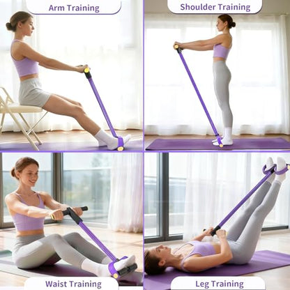 Pedal Resistance Band with Handle, Upgraded 6-Tube Exercise Bands - color: Purple