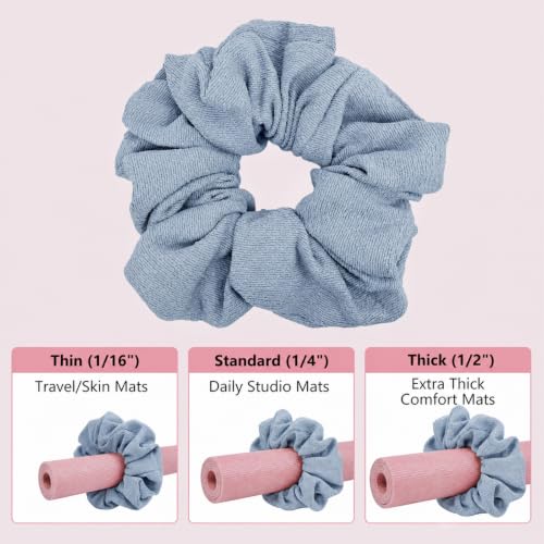 Yoga Mat Scrunchie Yoga Mat Strap Carrier Pilates Mat Holder | Holds Your Yoga Mat in Style, Adjustable & Stretchy Yoga Mat Band, Fits Most Standard Yoga Mats (mat not included),Yoga Gifts - color: Light Blue
