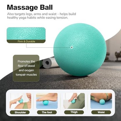 5 in 1 Foam Roller Set for Muscle Recovery & Deep Tissue Massage - color: Green