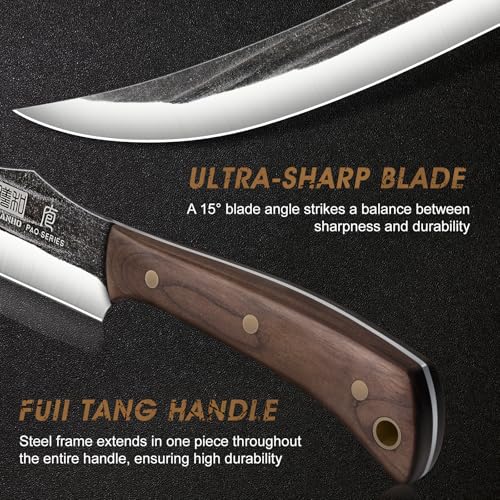 HOSHANHO Butcher Knife Set, 3PCS Knife Set of Meat & Slicing & Boning Knife | Ultra Sharp Kitchen Knife Set, Hand Forged High Carbon Steel Knives Set for Home & Camping & BBQ Gift with Men - size: 10"