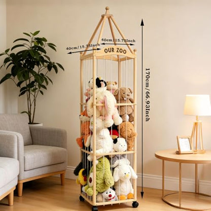 Extra-Large Stuffed Animal Zoo Storage, 3-Tier Wooden Organizer
