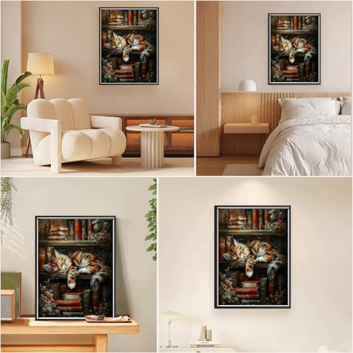 EOBROMD Paint by Numbers Kits for Adults Sleepy Cat, DIY Kits Crafts for Beginner on Canvas, 3 Brushes and Acrylic Paint for Home Decor 16x20inch(Without Frame) - color: 07-Sleepy Cat