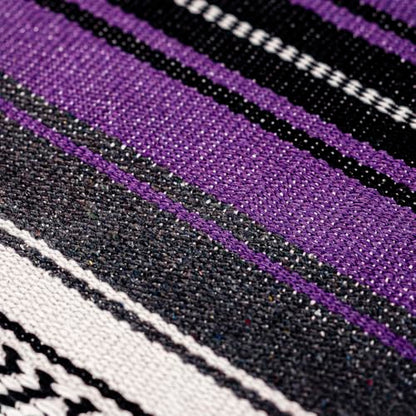 Mexican Blanket Throw with Tassels, 69 x 51 Inches Large Woven Serape Blanket, Boho Striped Picnic Yoga Beach Blanket, Soft Durable Tribal Falsa Blanket for Couch Outdoor Travel - Purple-Blue - color: Purple-blue