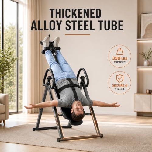 HARISON Inversion Table for Back Pain Relief, Decompression Back Stretcher | Strength Training Inversion Equipment with Safe Belt, Comfortable Ankle Holders, 300 350 lbs, Easy Assembly - color: Gray-Black