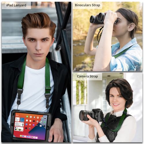FIEIL Comfortable Shoulder Strap, Nylon Camera Strap, Adjustable Neck Strap for iPad, Cellphone Tablet, Camera, Laptop, Binocular, Luggage Bag (Dark Green Universal Lanyard) - color: Dark Green