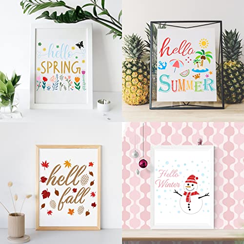 16 Piece Seasonal Home Sign Stencils - Reusable Festival Word Stencils for Painting on Wood Walls, Home Door Decorations (7.9 Inches) - size: 7.9 Inches