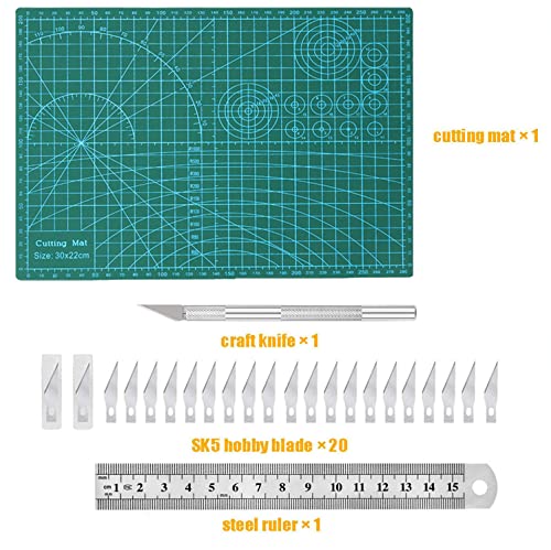 Self Healing Sewing Mat, Exacto Knife Precision Carving Craft Hobby Knife Kit for DIY Art Work Cutting, Hobby, Stencil, Scrapbooking-A4(9"x12") - color: Green