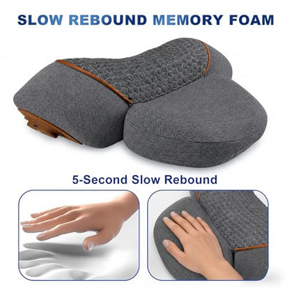 Pillow Massage Neck Hump 3-in-1 Massager Pillow with Heat, Deep Tissue Relief Neck Traction, Cervical Support Hump Corrector for Women and Men, Memory Foam Support Dark Gray