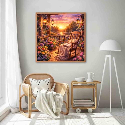 wavaiov Garden Courtyard Diamond Art Kits for Adults, 5D DIY Spring Landscape Diamond Painting Kits for Beginners, Flower Floral Full Round Dots Drill Gem Art Kit for Home Decor 12x12Inch - color: XYJ103