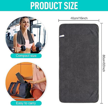 SINLAND Microfiber Gym Towels, Workout Sweat Towel 16x32In - color: Blue Orichid+slate Grey+chartreuse