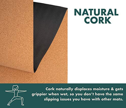 GURUS Sweat Proof Durable Cork Yoga Mat Thick Non Slip Exercise Mat for Home Workout