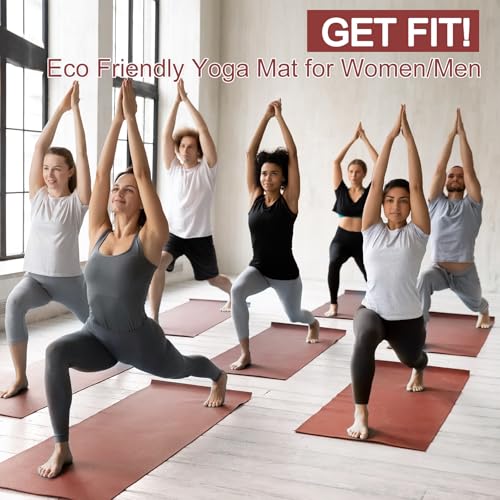 Funtery 3 mm Thin Yoga Mats Bulk, 68 x 24 Inches Lightweight PVC Exercise Mats Non Slip Workout Fitness Pads for Yoga Pilates Stretching Classes Gym Home Studio - color: Brown