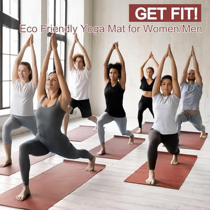 Funtery 3 mm Thin Yoga Mats Bulk, 68 x 24 Inches Lightweight PVC Exercise Mats Non Slip Workout Fitness Pads for Yoga Pilates Stretching Classes Gym Home Studio - color: Brown