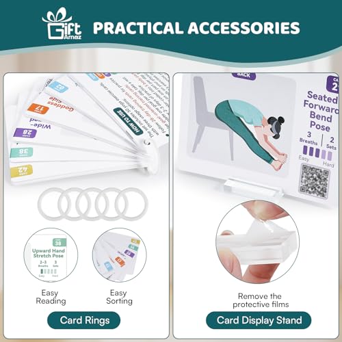 Large Chair Yoga Cards for Seniors Over 60, 60 Oversized Exercise Chart