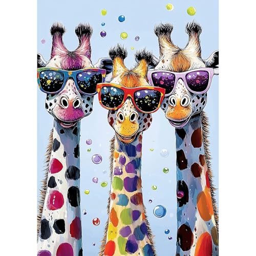 EOBROMD Diamond Art Painting Kits for Adults Giraffe Animal, 5D Full Drill Diamond Dots, DIY Diamond Art Painting Kits for Adults Beginners, Diamond Gem Art and Crafts for Home Wall Decor 12x16inch - color: 07-funny Giraffe