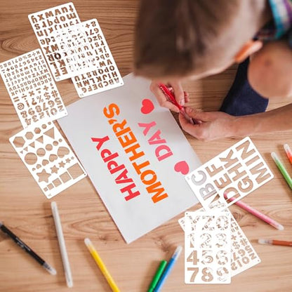 36Pcs Letter Stencils for Painting Small Reusable Alphabet Number Templates | 1/2,3/4,1,5/4,2Inch,Stencils Letters,Plastic Geometric Templates,Scrapbook,Walls Art Projects,Journal,Home Decor,Custom Sign