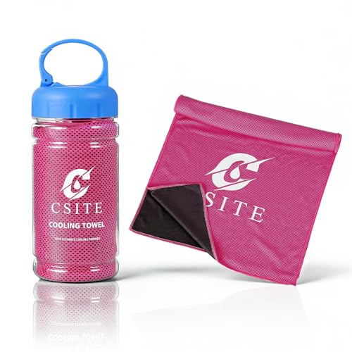 CSITE Cooling Towels (47"x12") for Neck and Face, Ice Towel for Hot Weather, Soft Breathable Chilly Gym Towels, Microfiber Towel for Work Out, Yoga, Running, Camping & More Activities（Rose Red） - color: Rose Red