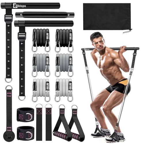 Bbtops Pilates Bar Kit with Resistance Bands,Pilates Bar with Stackable Bands Workout Equipment for Legs,Hip,Waist and Arm,Exercise Fitness Equipment for Women & Men Home Gym Yoga Pilates - color: Jet Black