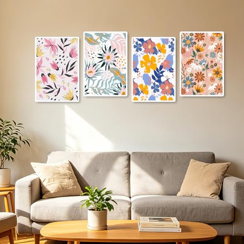 Lanzeyo 4 Pcs Paint by Numbers Kits for Adults Framed Canvas with Wooden Easel DIY Impressionist Flowers Oil Paintings Kits Paint by Numbers on Canvas Wall Art (8x12 inch) - color: 01 Flower