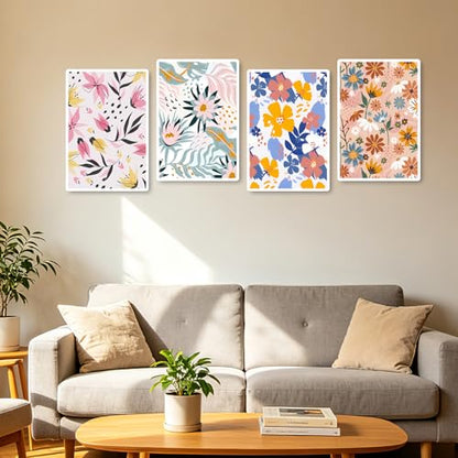 Lanzeyo 4 Pcs Paint by Numbers Kits for Adults Framed Canvas with Wooden Easel DIY Impressionist Flowers Oil Paintings Kits Paint by Numbers on Canvas Wall Art (8x12 inch) - color: 01 Flower