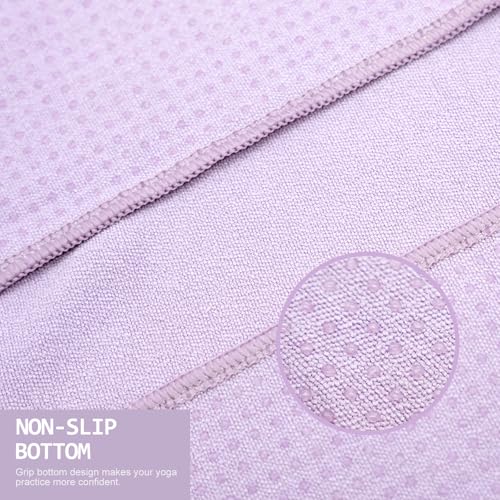 Eunzel 2 Pack Hot Yoga Towel with Grip Dot, Non Slip Yoga Mat Towe Sweat Absorbent Towel for Hot Yoga,Bikram, Pilates and Fitness 72" x 24", Taro Purple - color: Taro Purple
