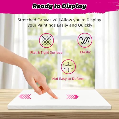 Stretched Canvas for Painting, 12Pack 8X10 Blank Canvas for Painting, Triple Primed 5/8" Profile Cotton Professional Artist Quality White Canvas,Ready to Paint, Art Supplies for Acrylic, Oil - size: 12pk-8x10 inch