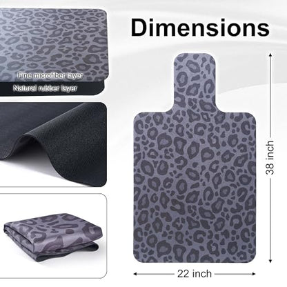 Pilates Reformer Mat-Fits Aeropilates, Allegro, Balanced Body, Merrithew Machines – Clean and Non Slip - color: Black Leopard Print