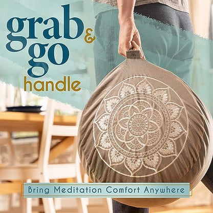 Florensi Meditation Cushion Velvet Floor Pillow with Buckwheat Fill - color: Sage Green