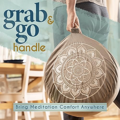 Florensi Meditation Cushion Velvet Floor Pillow with Buckwheat Fill - color: Grey