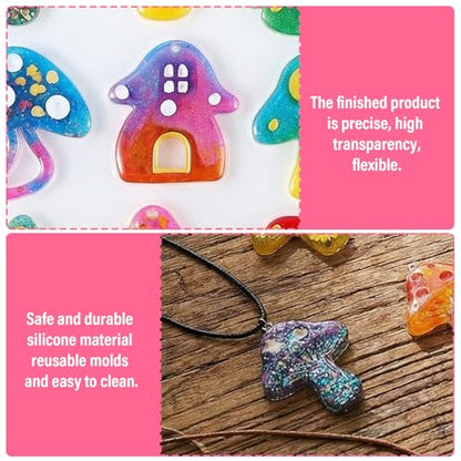 3PCS Mushroom Resin Earring Molds, Resin Keychain Molds Mushroom Silicone Mold for DIY Craft Keychains Necklace Pendant Jewelry - style: Mushroom