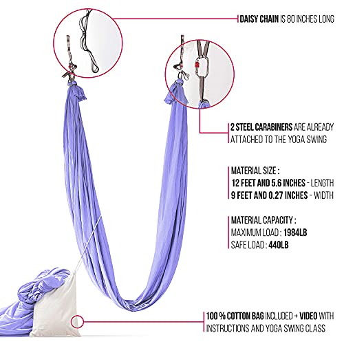 Pinc Active Silk Aerial Yoga Swing & Hammock Kit for Improved Yoga Inversions, Flexibility & Core Strength