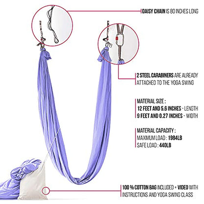 Pinc Active Silk Aerial Yoga Swing & Hammock Kit for Improved Yoga Inversions, Flexibility & Core Strength