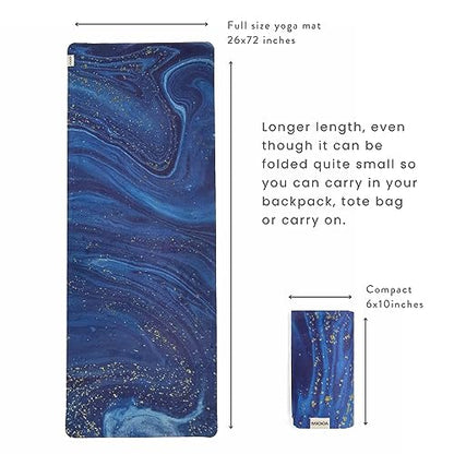Travel Yoga Mat 1.5mm | Foldable, Lightweight for Backpacking, Retreat, Outdoors, Gym, Pilates | Exercise Mat | Machine Washable
