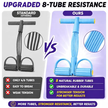 8-Tube Pedal Resistance Band, Sit Up Pull Rope for Home - color: Blue