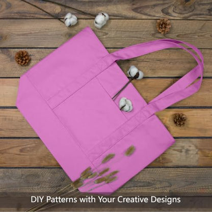 TOPDesign 1-Pack Canvas Tote Bag with an External Pocket, Reusable Grocery Shopping Bag, Top Zipper Closure, Daily Essentials (Light Purple) - color: Light Purple