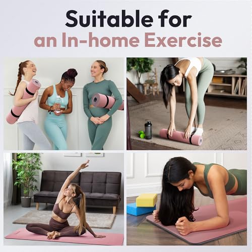 Umineux Non Slip Yoga Mat 72"x24" Exercise & Fitness Mat For Women and Men - color: Parfait Pink & Gray, size: 6MM