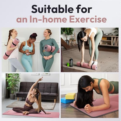 Umineux Non Slip Yoga Mat 72"x24" Exercise & Fitness Mat For Women and Men - color: Parfait Pink & Gray, size: 6MM