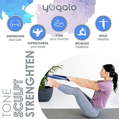 Pilates Ring and Ball Set with 3 Resistance Bands - Pilates Equipment for Home Workout - Magic Circle Pilates Ring 14 Inch to Tone, Sculpt and Strengthen - Fitness Ring for Yoga and Pilates - color: Blue