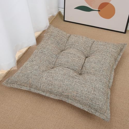 SINSOSSO Large Floor Pillow 22", Thickened Bite-Size Memory Foam Square Non-Slip Cushion for Office Back Support/Indoor Yoga/Chair Seat, Fashionable Color-blocked Fabric & Washable, Light Brown, 1 PCS - color: Light Brown