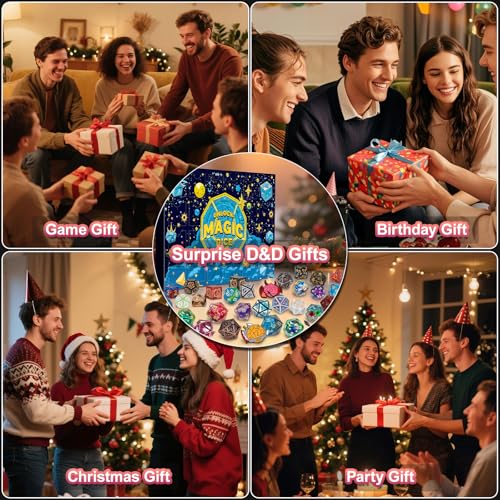 QMAY Mystery Dice Box - 24 Pcs Polyhedral Dice, Dice Advent Calendar - style: Mystery Dice Gift Box (24 Holes)