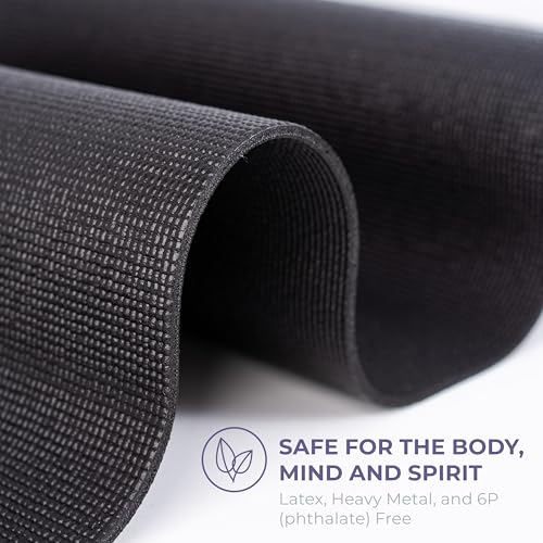 Ascend 6mm Thick Yoga Mat, 72x24in - color: Black - Solid
