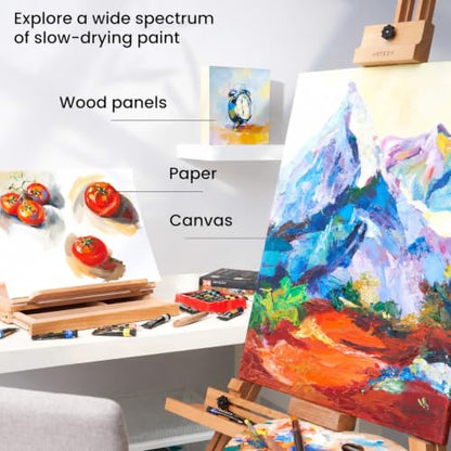 ARTEZA Oil Paint Set – 24 Multicolor Tubes (0.4 Fluid Ounces Each), Vibrant Oil-Based Paints for Canvas & Art Projects