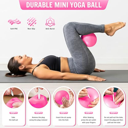 UZTUGG Pilates Equipment Kit at Home for Women, 4-in-1 Workout Essential Set with Pilates Ring, Fabric Resistance Bands, Figure 8 Resistance Band, Pilates Ball–Full Body Toning, Yoga & Stretching - color: pink pilates kit