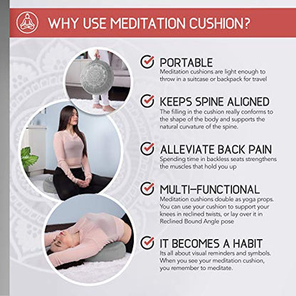 Florensi Yoga & Meditation Bundle | Grey Meditation Cushion & Yoga Wheel 3 Pack