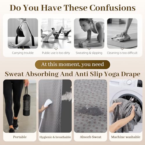 Non Slip Yoga Mat Towel, with Silicone Grip Dots, 72"x24"