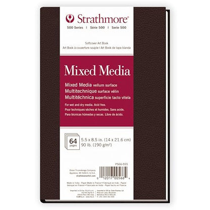 Strathmore 500 Series Mixed Media Paper Art Book, Matte Brown Soft Cover Binding, Natural White, 32 Sheets, 5.5x8.5 inch - size: 5.5x8.5 inch, style: Soft Cover