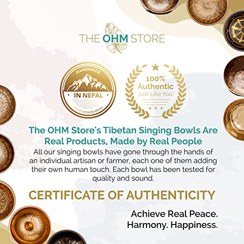 Tibetan Singing Bowl Set by The Ohm Store with 'Medicine Buddha' Engraving — Meditation Sound Bowl and Wooden Striker Handcrafted in Nepal — Spiritual Gift for Women and Men - size: 4 Inch Singing Bowl