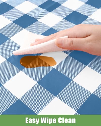 Smiry 8 Packs Gingham Disposable Table Cloth, 54 x 108 Inch Waterproof Plastic Tablecloth, Rectangle Aqua and White Checkered Table Covers for Picnic, Birthday, Party - color: Aqua and White, size: 54"x108" (Pack of 8)