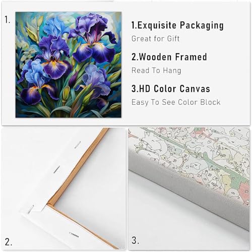 TCDZMYGS Flower Paint by Numbers Kit for Adults Beginner,10x10 inch | Paint by Number for Beginner,Adult Paint by Number,HD Color Canvas,DIY Tool Kits,Stress Relief Craft,Great Gift,With Frame - color: diamond art-flower-1030-2